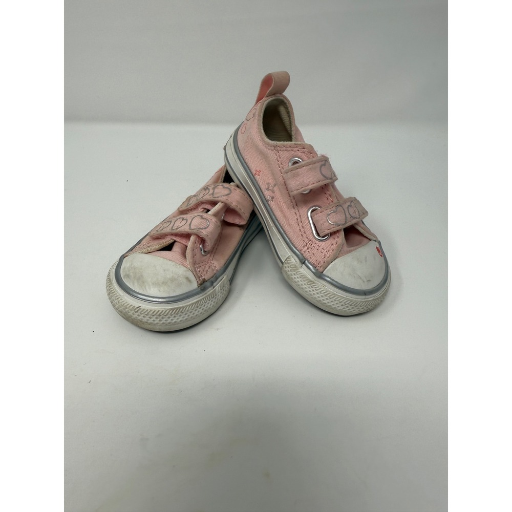 Converse All Star Pink Heart Toddler Girls Sneakers‎ Shoes Size US 4